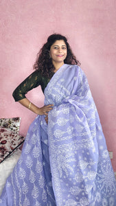 Chikankari Cotton Saree- Lilac