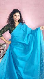 Load image into Gallery viewer, Chikankari Cotton Saree- Blue
