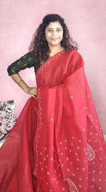 Load image into Gallery viewer, Chikankari Cotton Saree- Red
