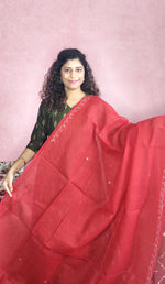 Load image into Gallery viewer, Chikankari Cotton Saree- Red
