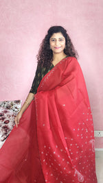 Load image into Gallery viewer, Chikankari Cotton Saree- Red
