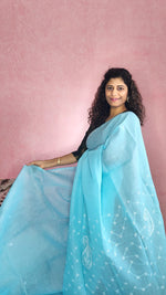 Load image into Gallery viewer, Chikankari Cotton Saree- Sky Blue
