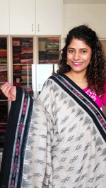 Load image into Gallery viewer, Odisha Ikkat Khandua Cotton Saree- Beige-Black
