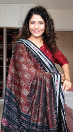 Load image into Gallery viewer, Odisha Ikkat Khandua Cotton Saree- Brown-Black
