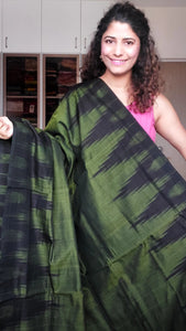 Kargil Cotton Saree- Olive Green