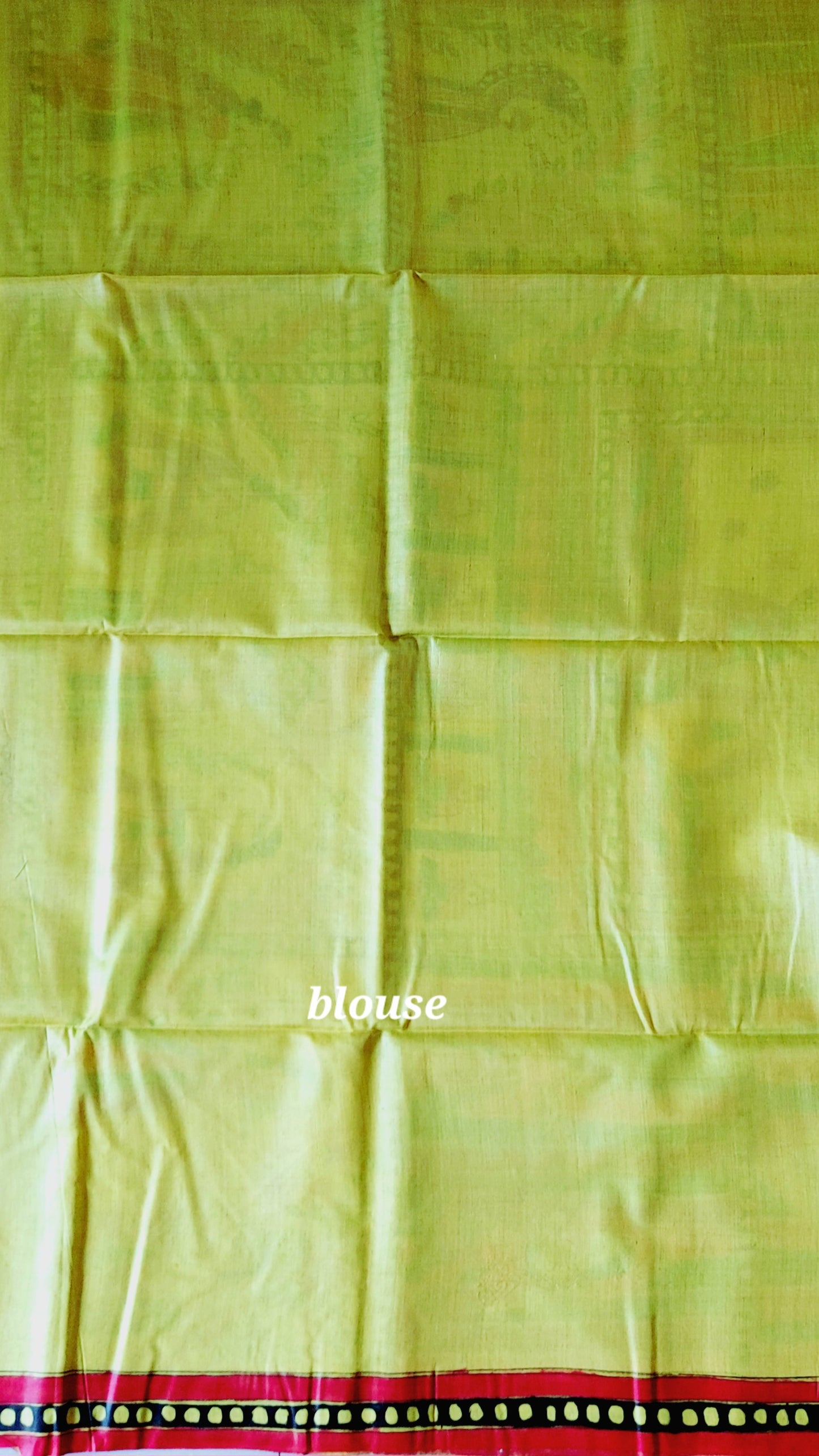 Pure Tussar Silk Madhubani Hand Painted Saree - Lime Yellow