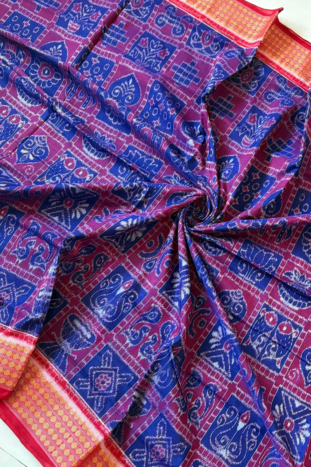 Exclusive Nabakothi Sambalpuri Cotton Saree: Dark Blue