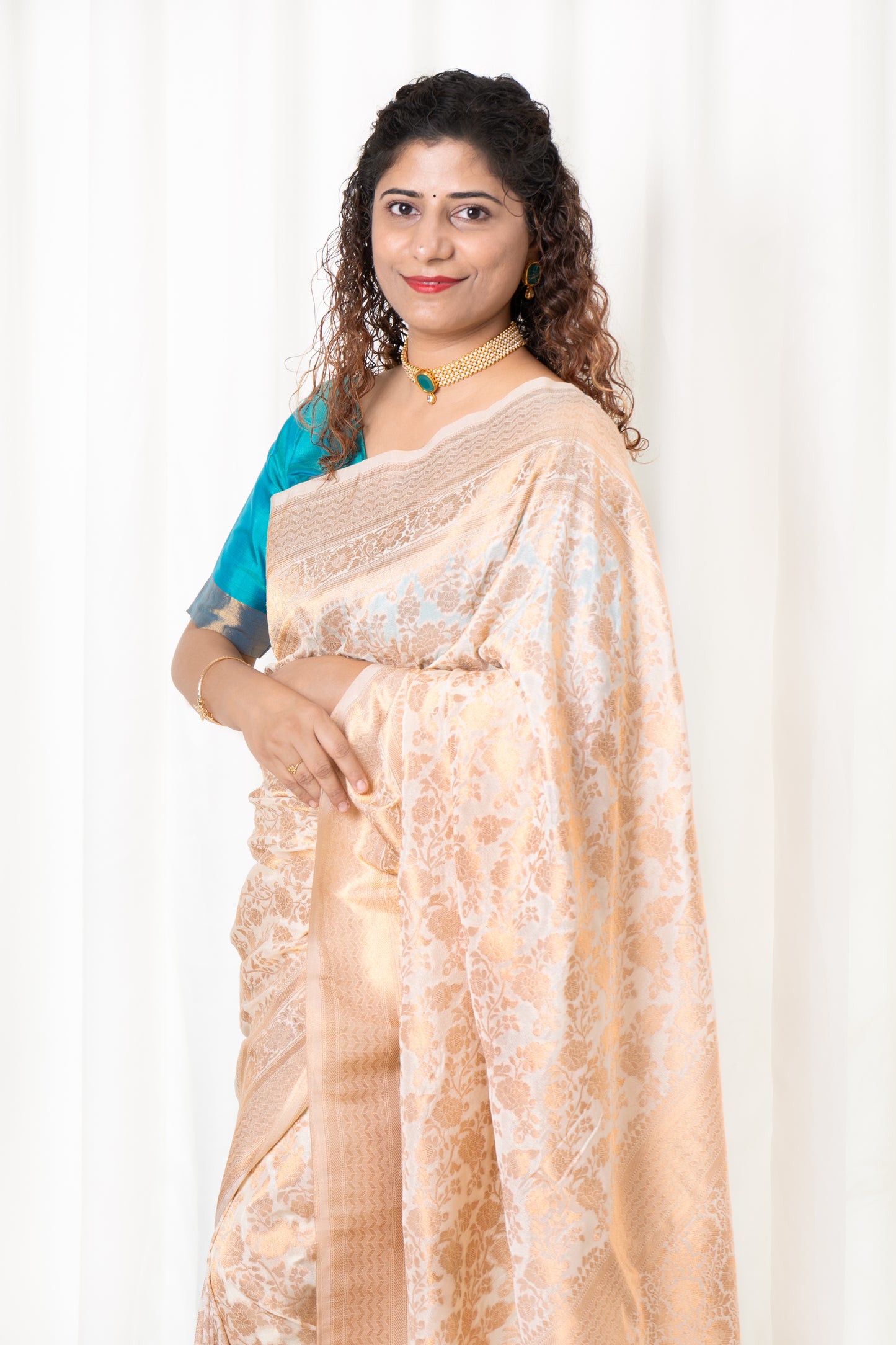 Banarasi Chiffon-Georgette Saree- Off White