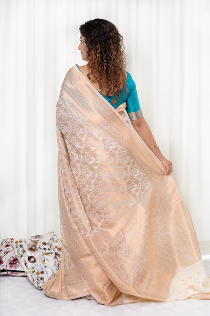 Banarasi Chiffon-Georgette Saree- Off White