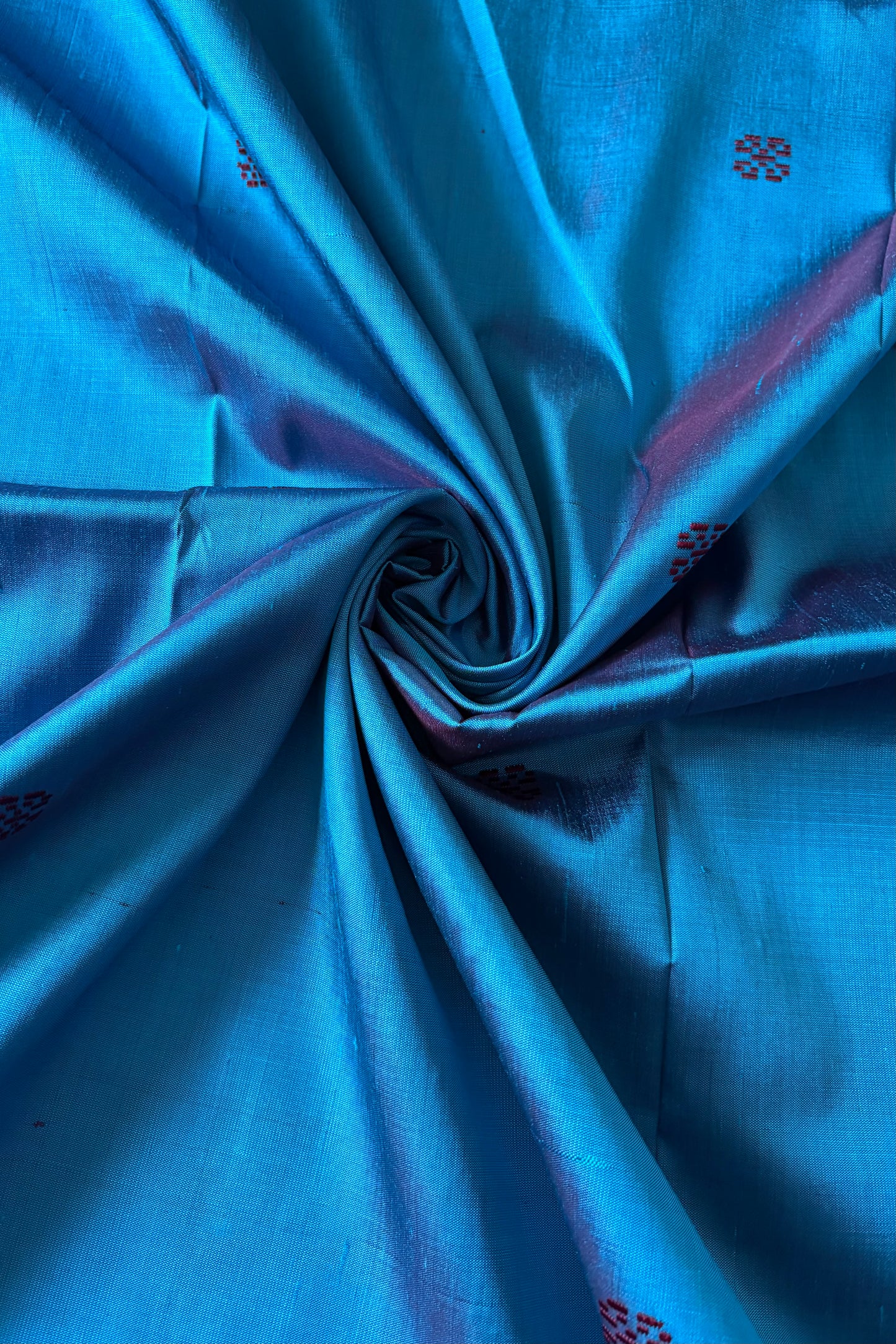Exclusive Double Pallu Berhampuri Pure Silk Patta Saree - Blue & Deep Maroon