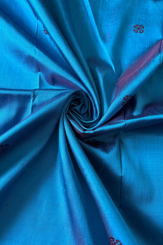 Exclusive Double Pallu Berhampuri Pure Silk Patta Saree - Blue & Deep Maroon