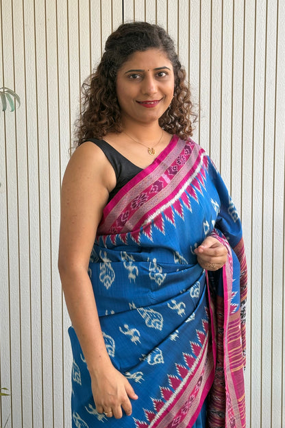 Exclusive Odisha Ikkat Pure Silk Saree- Blue