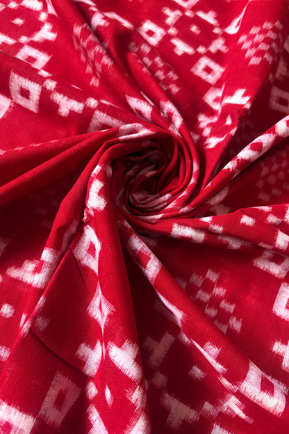 Sambalpuri Pure Cotton Saree - Red