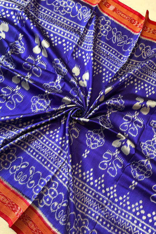 Odisha Ikkat Khandua Silk Saree - Blue