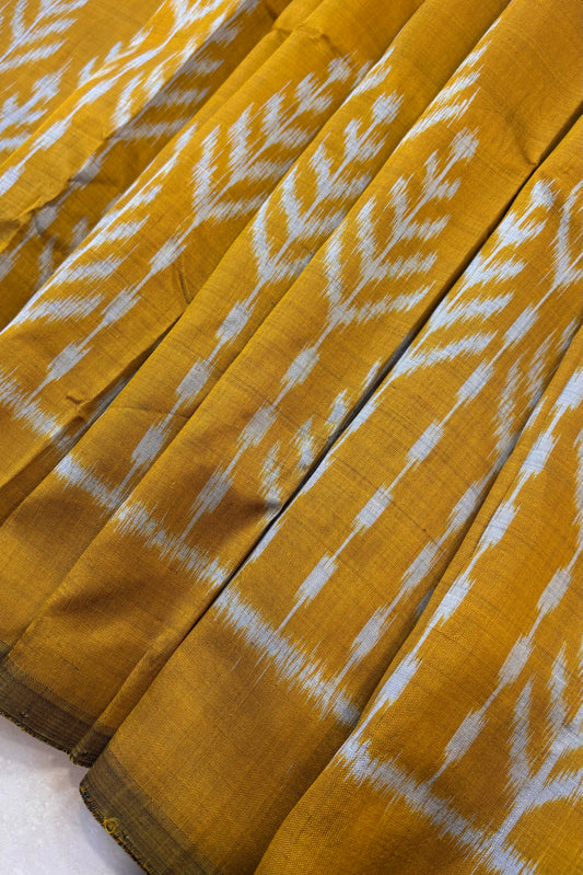 Exclusive Odisha Ikkat Pure Silk Saree- Mustard Gold