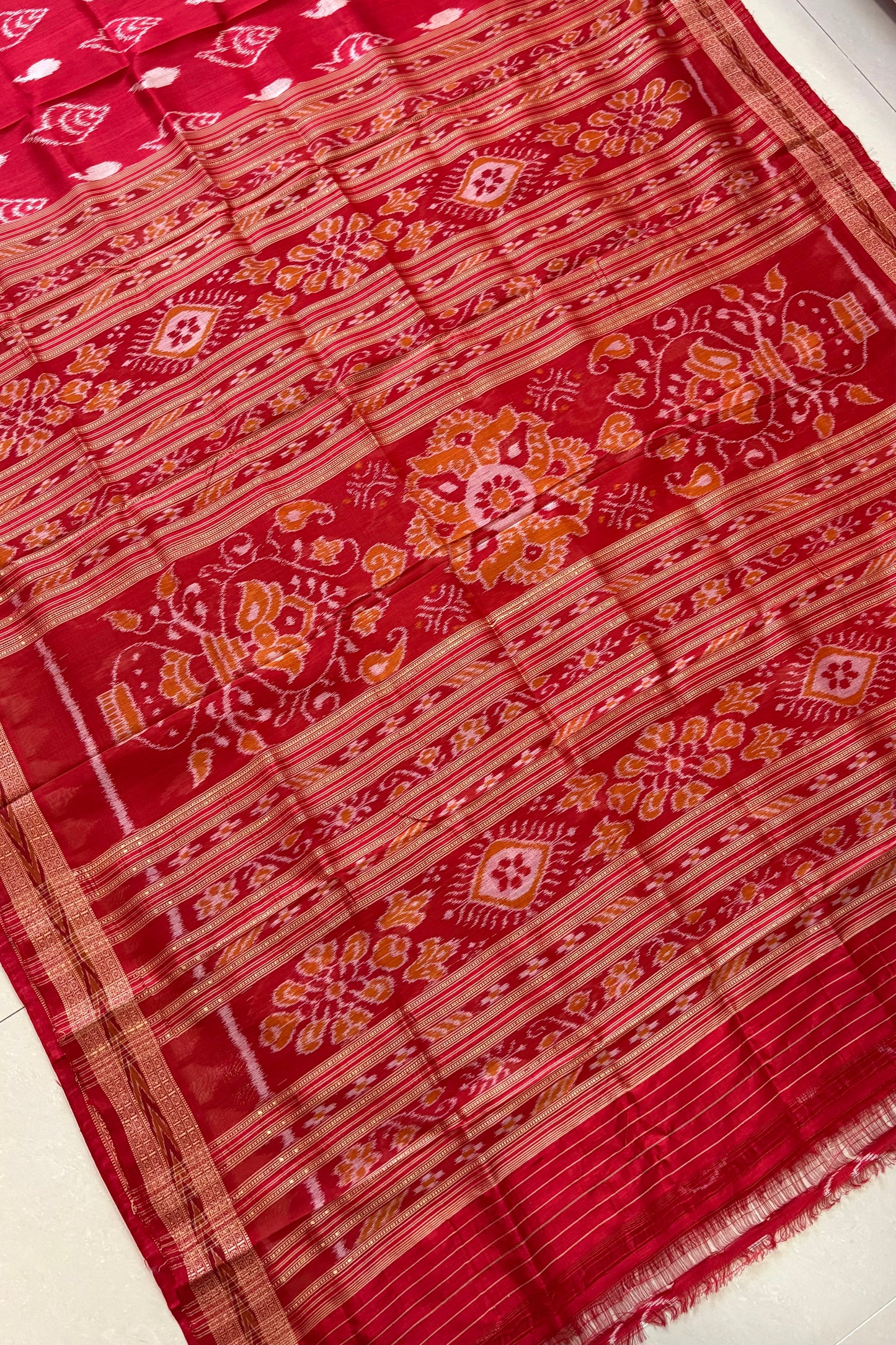 Odisha Ikkat Khandua Silk Saree - Red