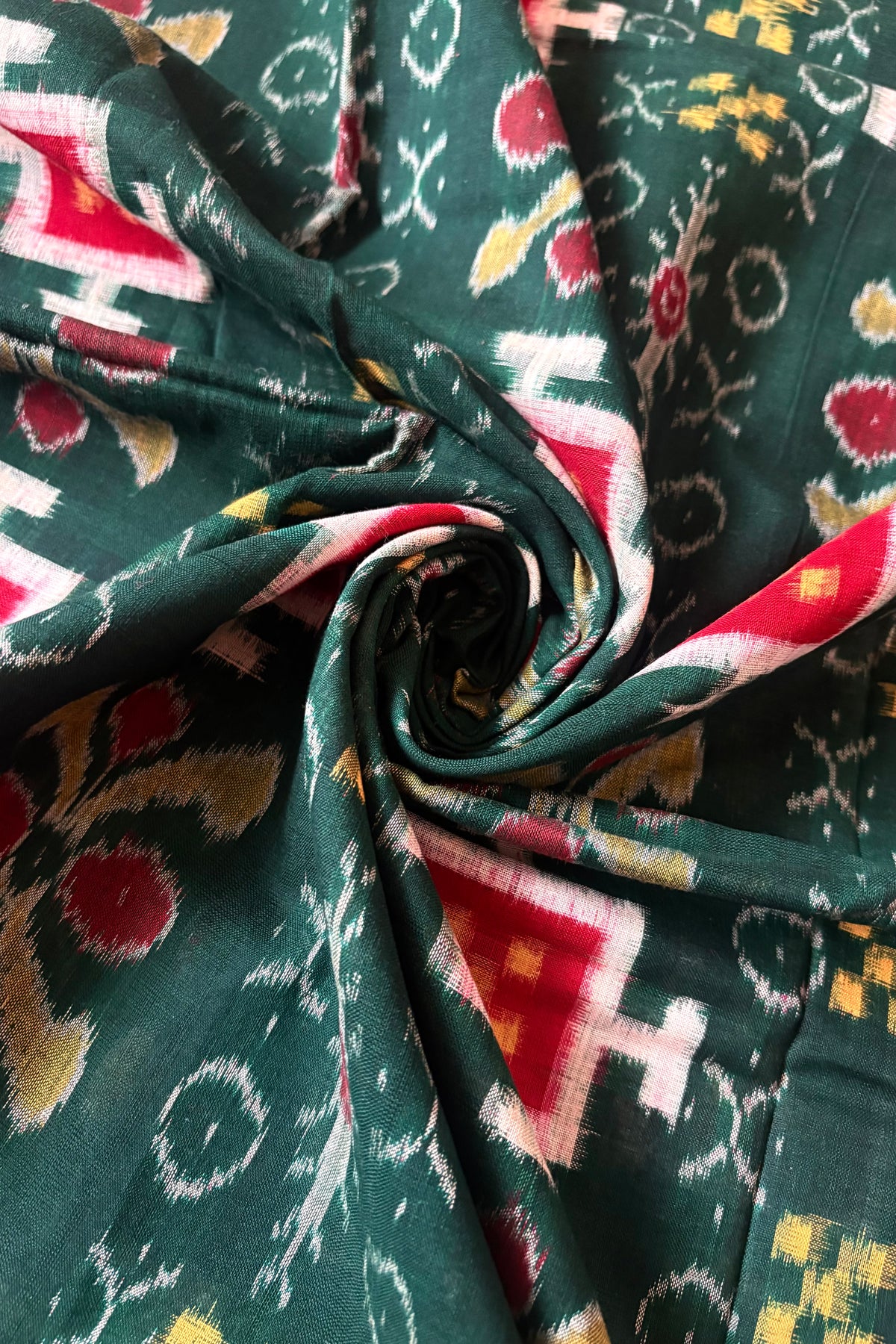 Sambalpuri Pure Cotton Saree - Bottle Green