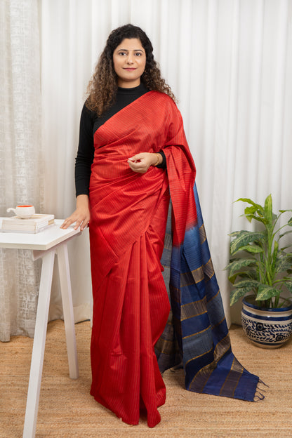 Bhagalpuri Soft Silk Saree-Red