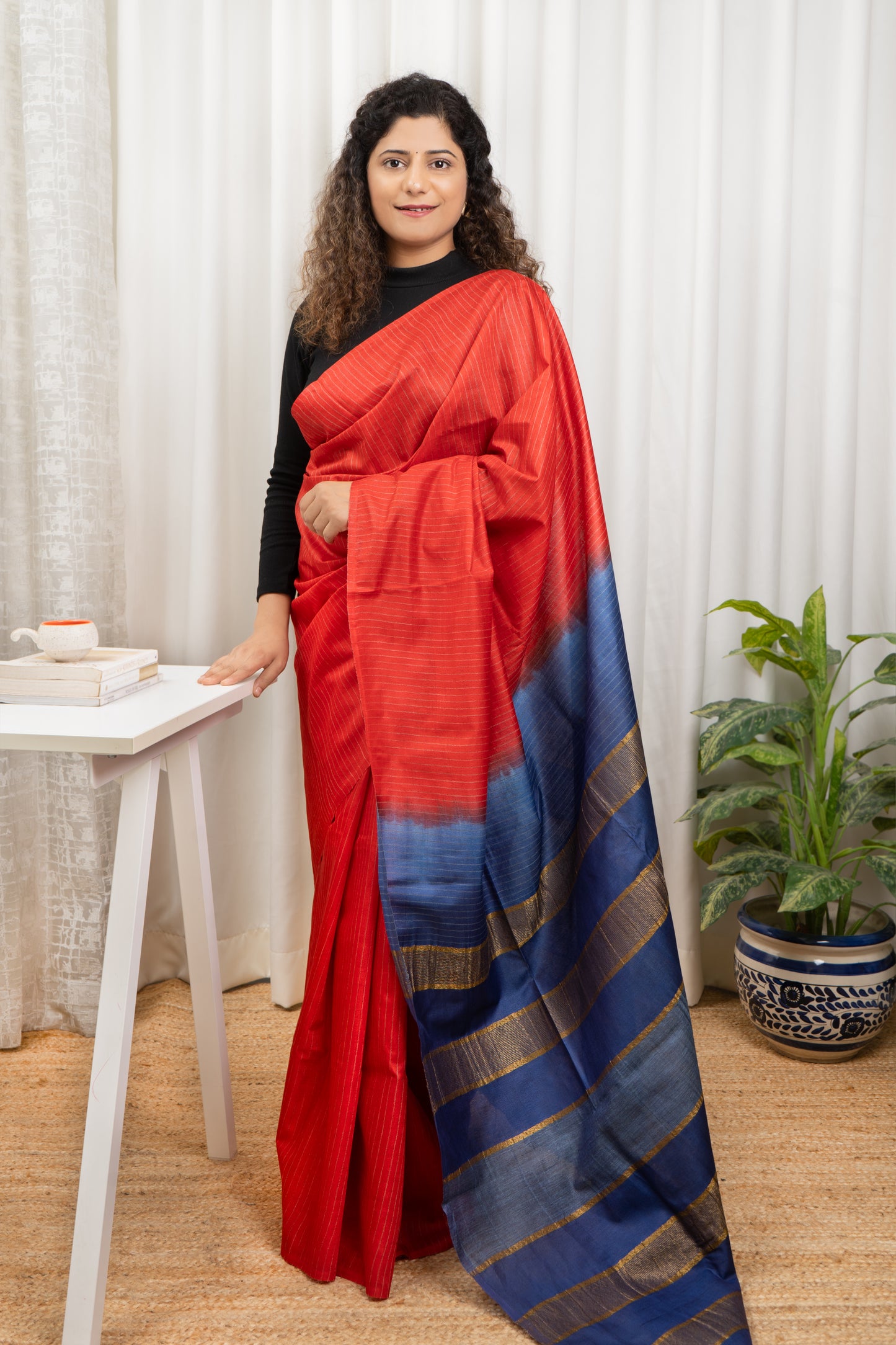 Bhagalpuri Soft Silk Saree-Red