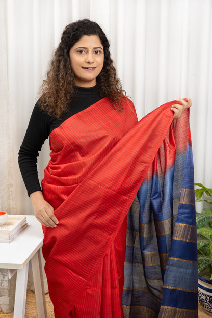 Bhagalpuri Soft Silk Saree-Red