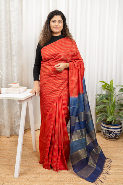 Bhagalpuri Soft Silk Saree-Red