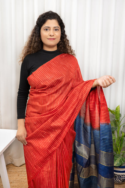 Bhagalpuri Soft Silk Saree-Red