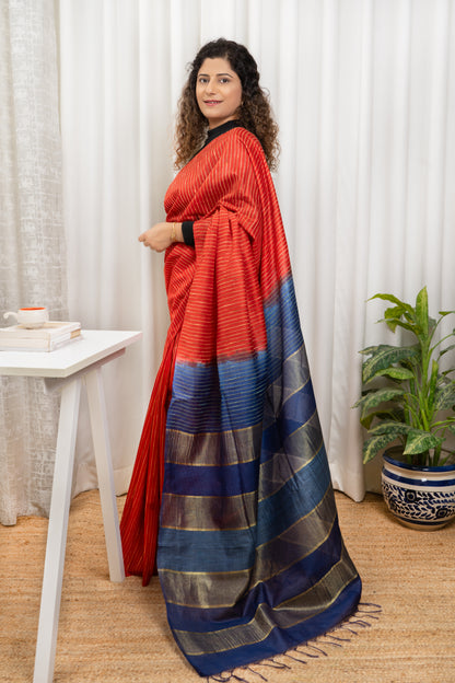 Bhagalpuri Soft Silk Saree-Red