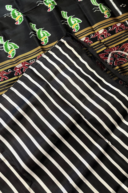 Exclusive Odisha Ikkat Pure Silk Saree- Black