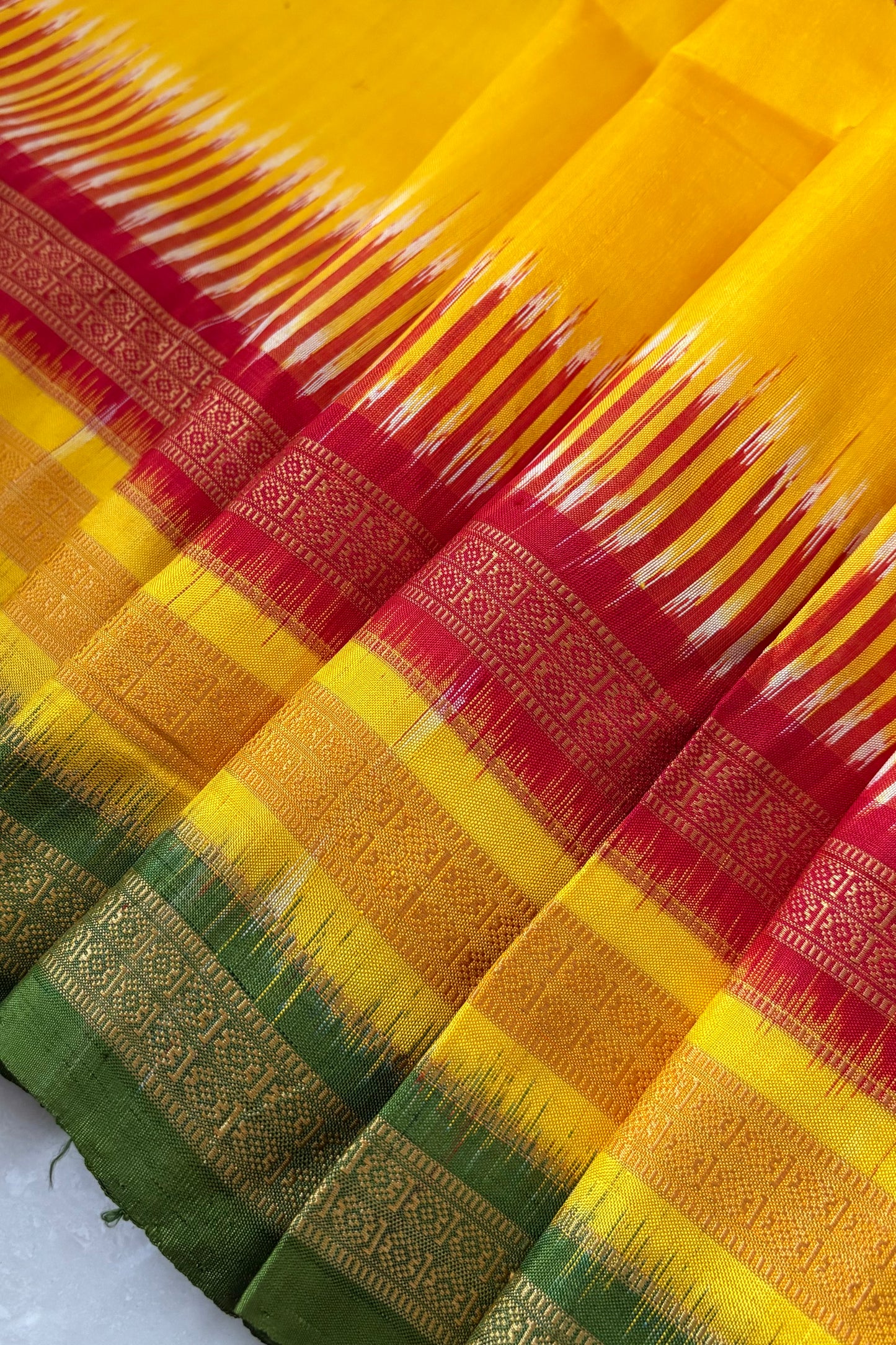 Exclusive Kathifera Odisha Ikkat Khandua Silk Saree - Yellow