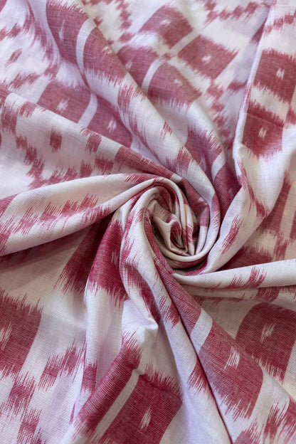 Nuapatna Khandua Cotton Saree - White & Red
