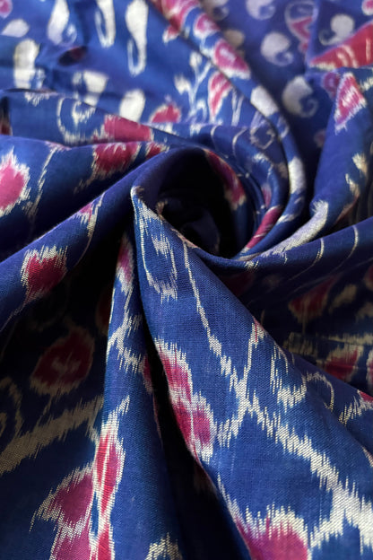 Odisha Ikkat Khandua Cotton Saree - Deep Navy Blue