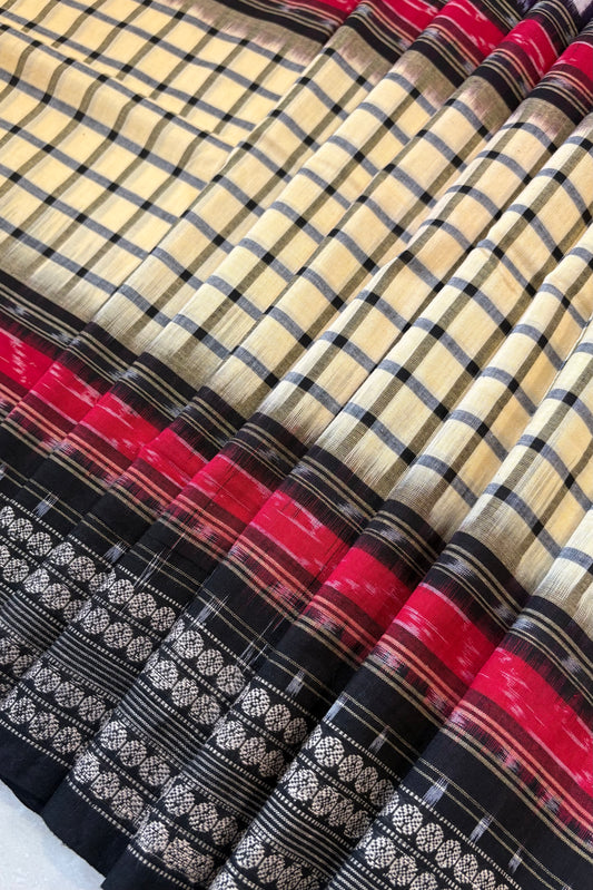 Sambalpuri Pure Cotton Saree- Checks and Squares