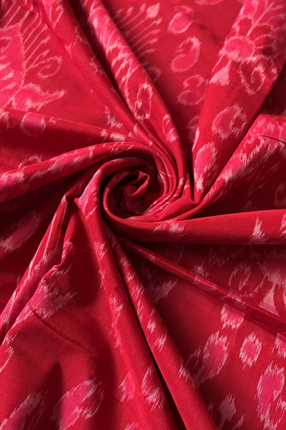 Odisha Ikkat Khandua Cotton Saree - Deep Red