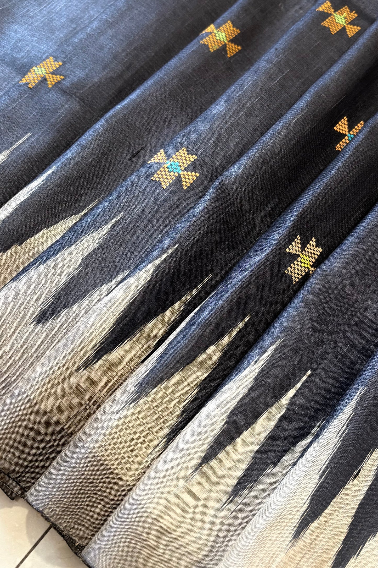 Gopalpur Tussar Silk Saree- Charcoal Black