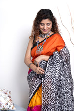 Load image into Gallery viewer, Murshidabad Pure Silk Sarees Hand block Print- Multi Color 2
