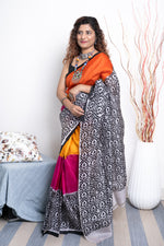 Load image into Gallery viewer, Murshidabad Pure Silk Sarees Hand block Print- Multi Color 2
