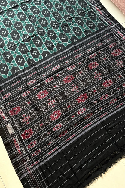 Odisha Ikkat Khandua Cotton Saree - Black