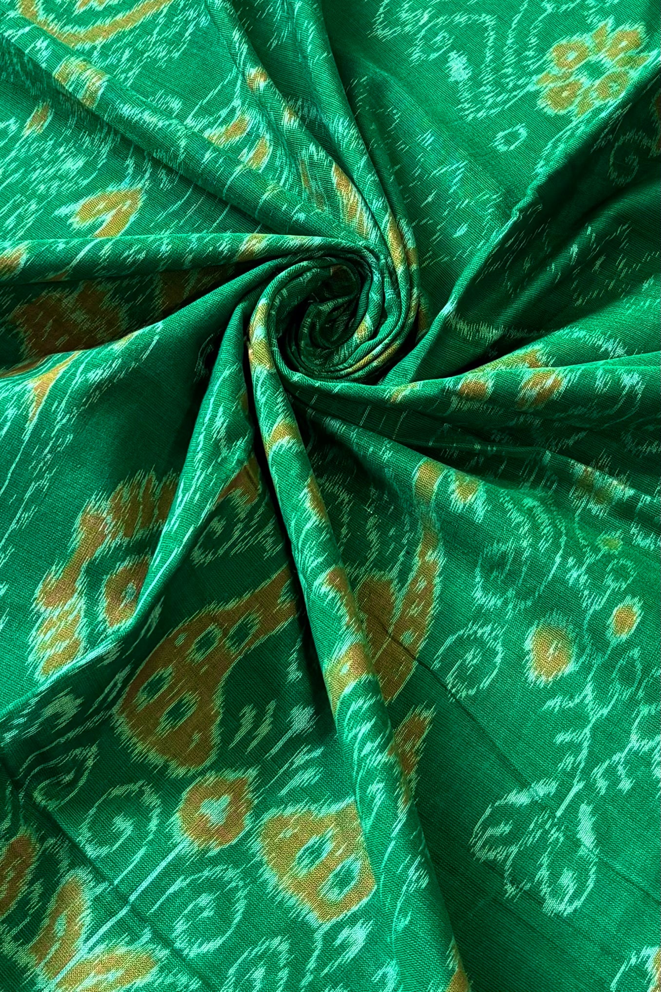 Odisha Ikkat Khandua Cotton Saree -Green