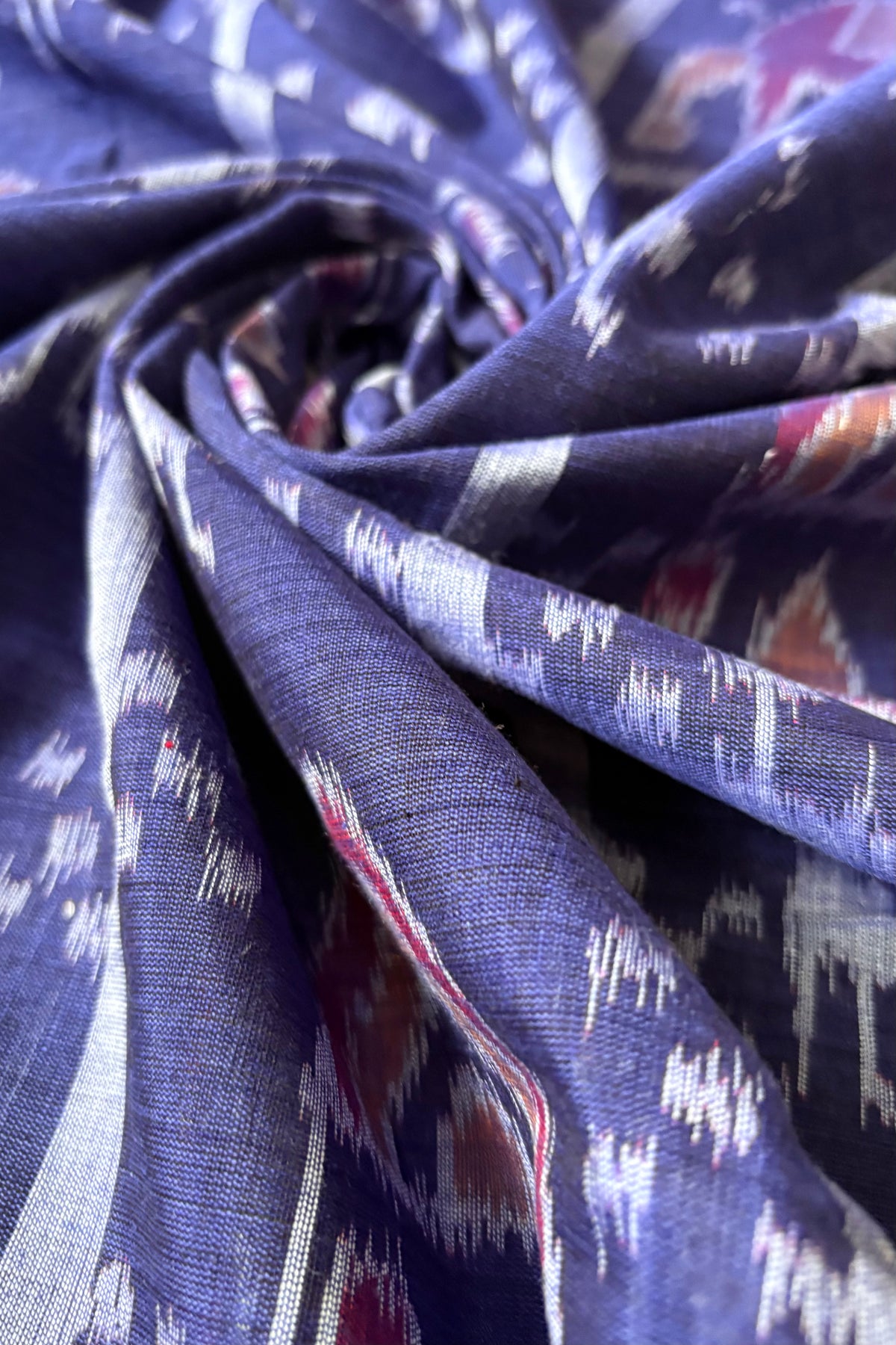 Odisha Ikkat Khandua Cotton Saree - Dark Indigo
