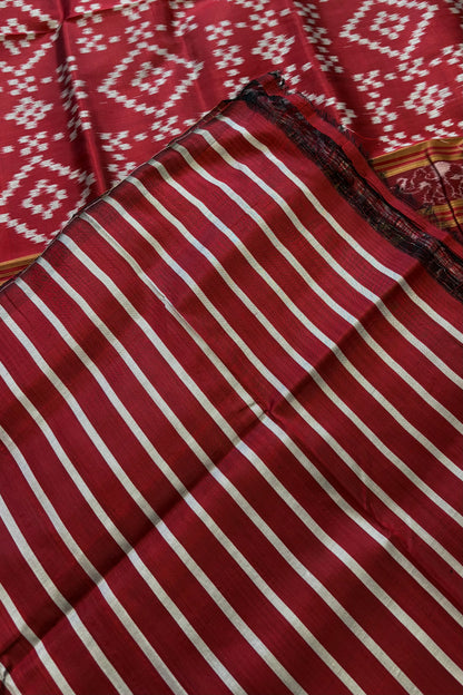 Exclusive Odisha Ikkat Pure Silk Saree- Maroonish Red