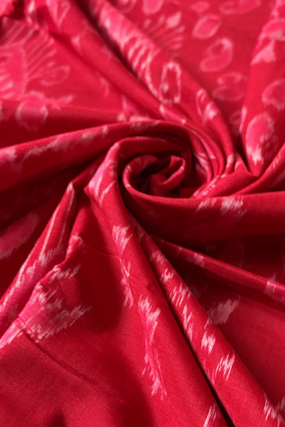 Odisha Ikkat Khandua Cotton Saree - Deep Red