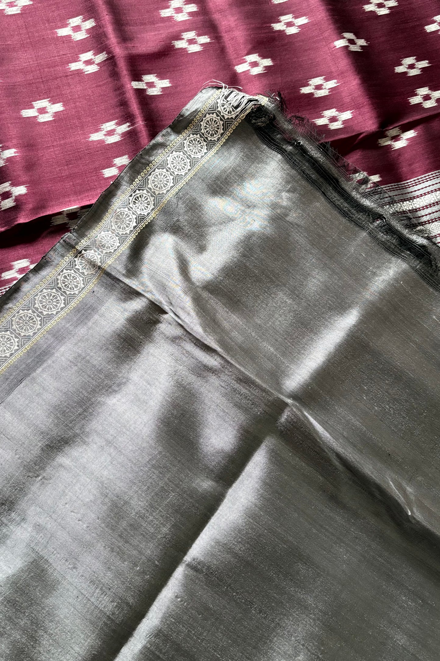 Exclusive Odisha Ikkat Jalla Work Pure Silk Saree - Burgundy