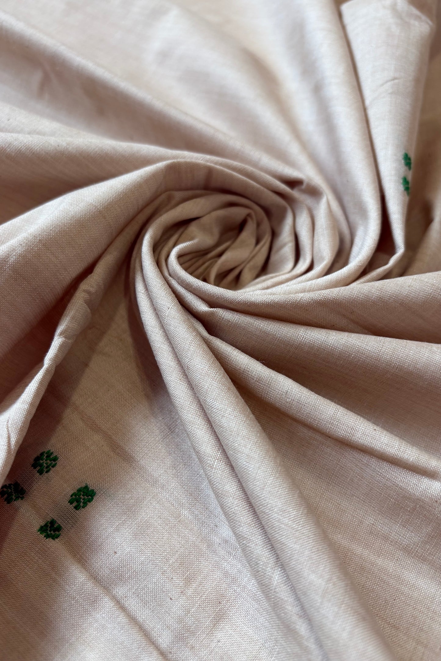 Ek Phulia Cotton Saree-Beige and Green