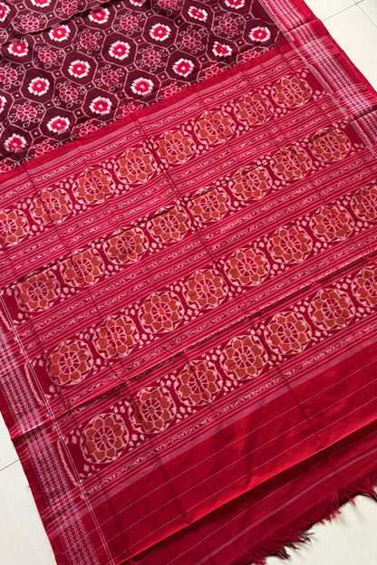 Sambalpuri Pure Cotton Saree - Maroon