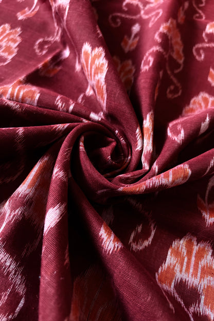 Odisha Ikkat Khandua Cotton Saree- Maroon