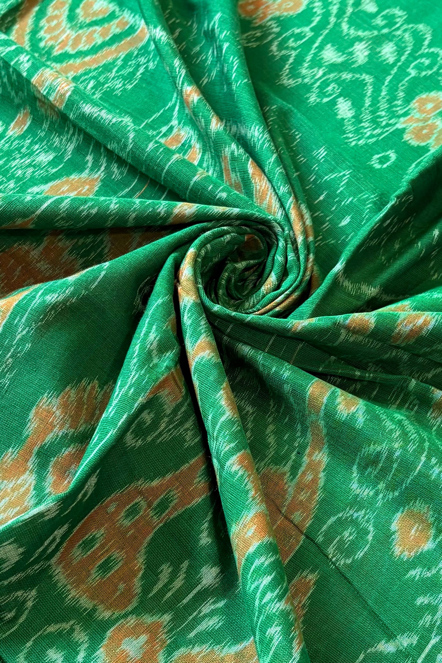 Odisha Ikkat Khandua Cotton Saree -Green