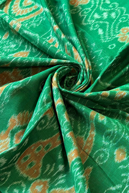 Odisha Ikkat Khandua Cotton Saree -Green