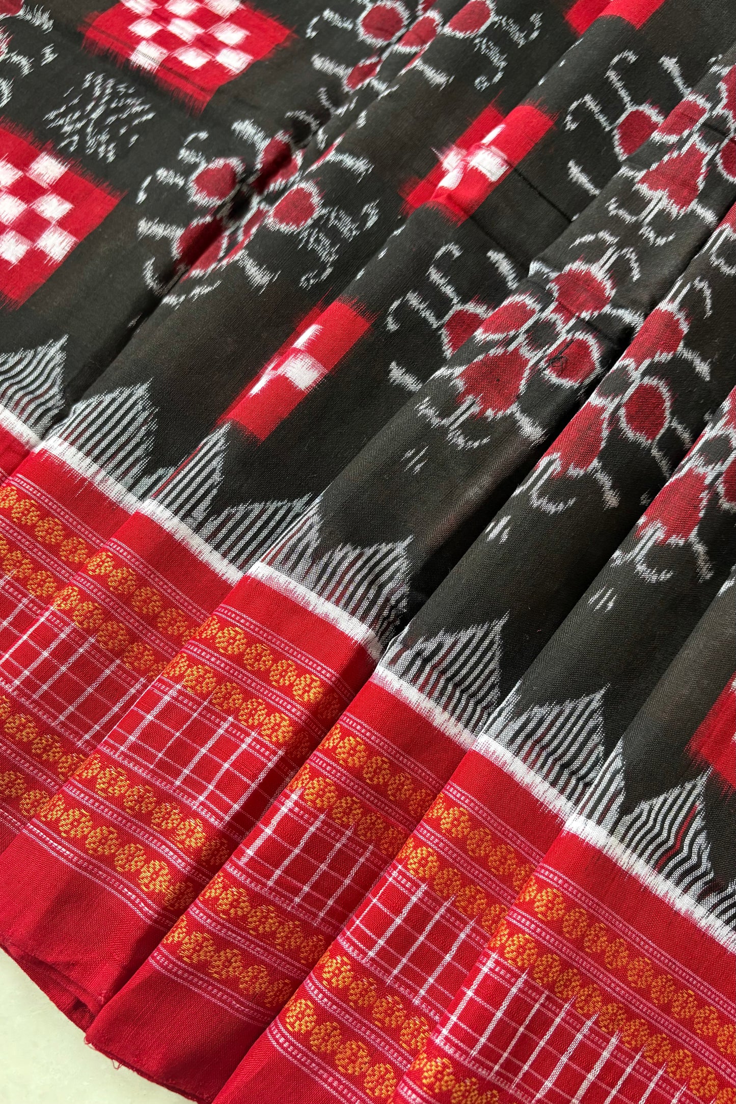 Sambalpuri Pure Cotton Saree - Black