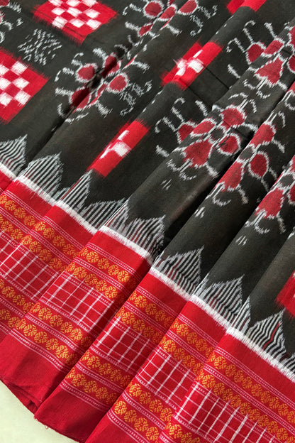 Sambalpuri Pure Cotton Saree - Black