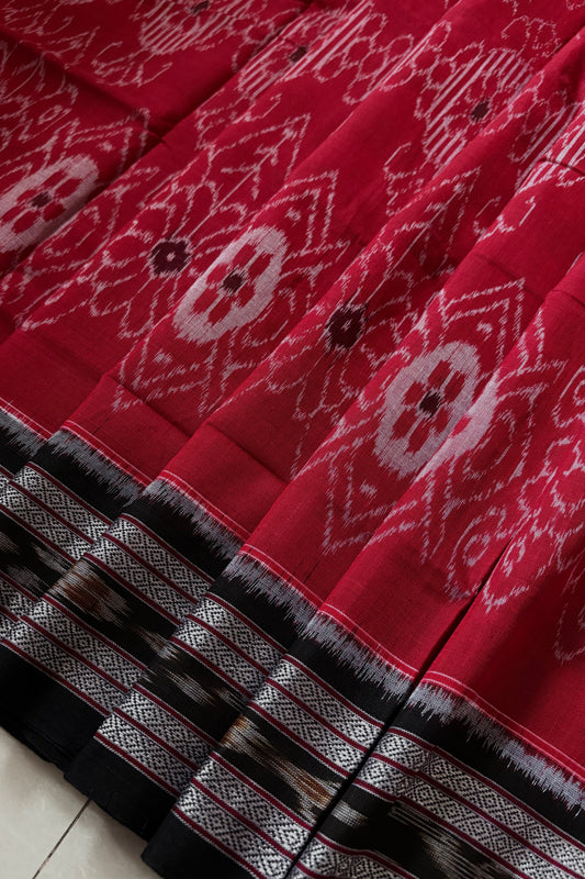 Odisha Ikkat Khandua Cotton Saree - Maroon